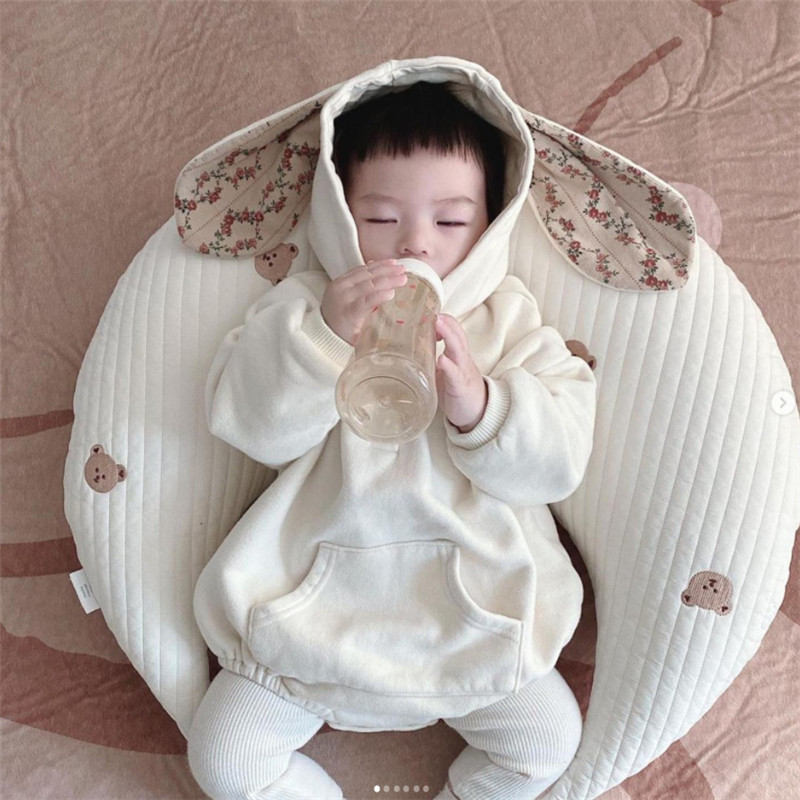 INS Newborn Baby Nursing Pillow Baby Embroidered Cushion Pure Cotton Moon Cushion Children Bed Pillows Removable and Washable