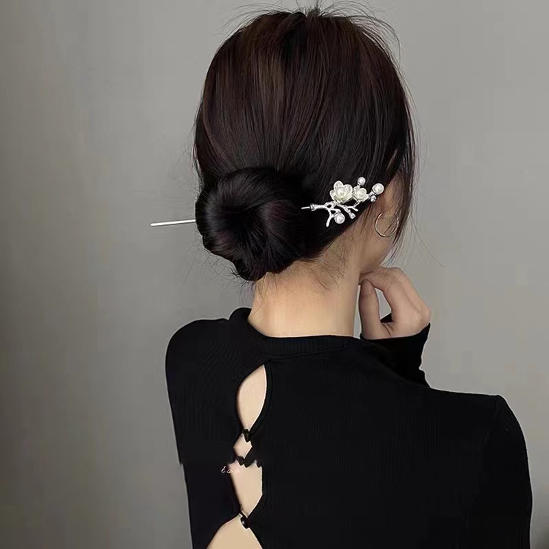 New Chinese Style Simple Modern Metal Hairpin Cold Style High Sense Female Updo Pin Ancient Style Cheongsam Hair Clasp Hair Accessories