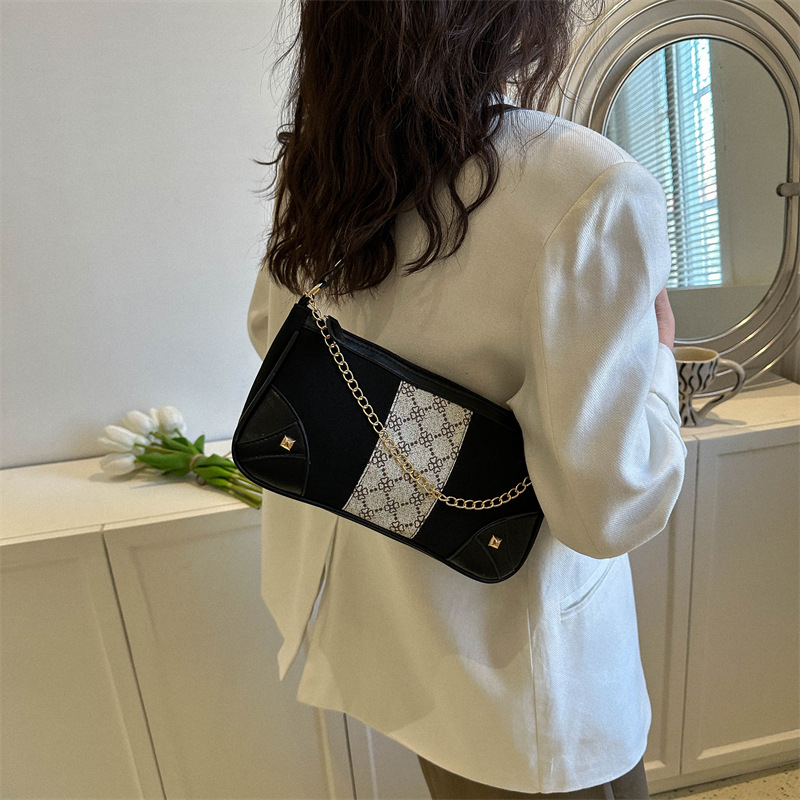 Wholesale Fashion Plaid Small Chain Square Bag Women Bags2023 Summer Popular Stitching Contrast Color Casual Shoulder Bag