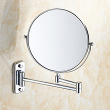 不锈钢浴室化妆镜壁挂折叠伸缩镜子靠墙酒店卫生间双面放大镜防雾