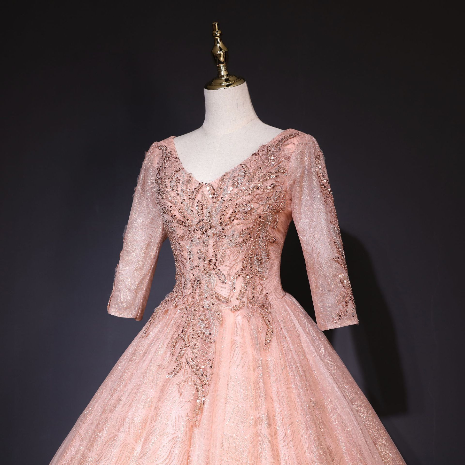 外贸婚纱2021欧洲新娘晚礼服红色敬酒服独唱蓬蓬裙艺考舞台演出服