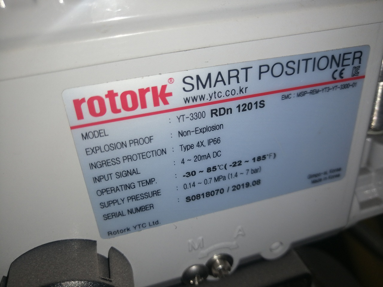 韩国永泰ytc电气阀门定位器rotork进口角行程 ytc-3300rsz 1204s