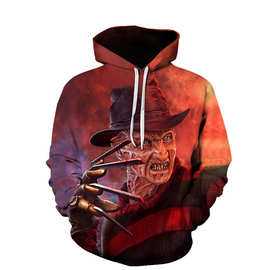 春秋款 外贸吸血鬼僵尸3d数码印花潮流男女士卫衣 连帽衫  棒球服