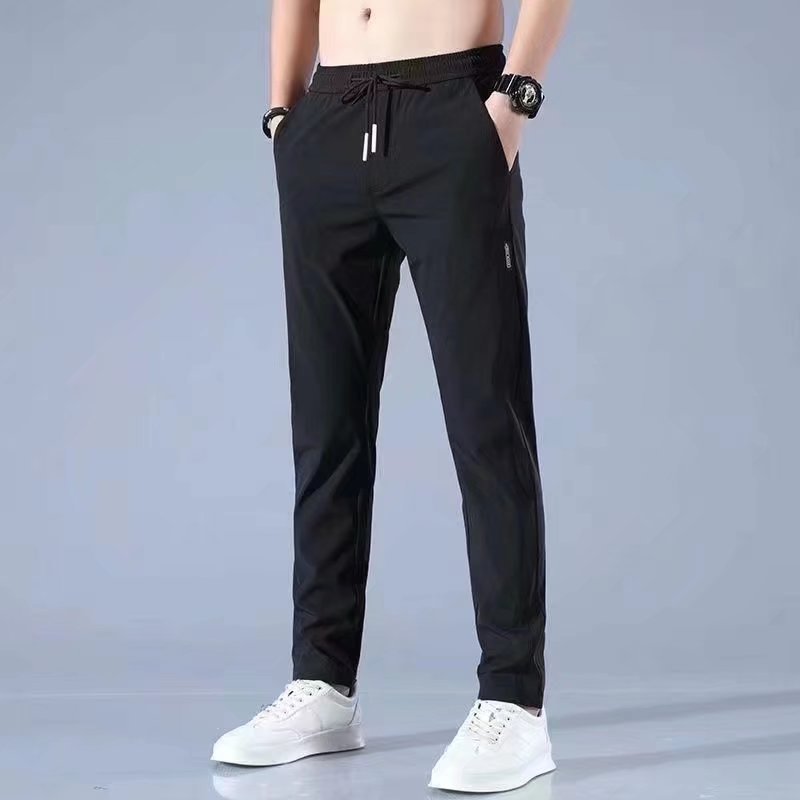 Ice Silk Leisure Trousers Men's Summer Thin 2022 Korean Style Work Trend Loose Straight Breathable Sports Pants