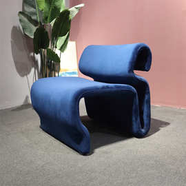 必尚家具设计师休闲椅卡通蛇形定型棉绒布客厅配套单人沙发椅子