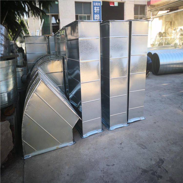 河南镀锌通风管道厂家吸尘白铁皮管弯头三通角铁 共板法兰风管