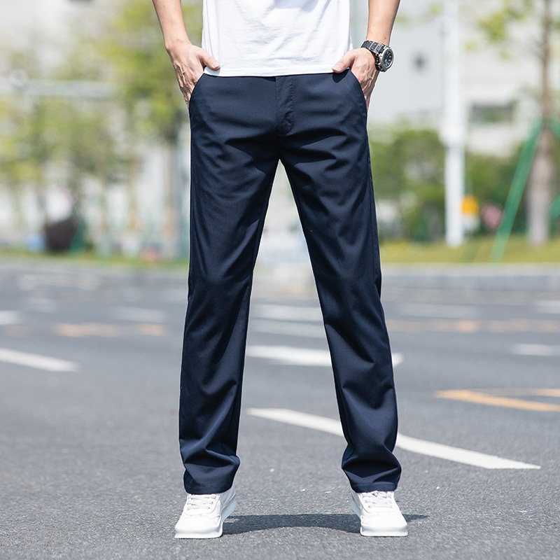 New Loose Straight Men's Casual Pants High Waist Stretch Trousers Spring and Summer Thin Anti-Wrinkle Non-Ironing Suit Pants Men's Pants
