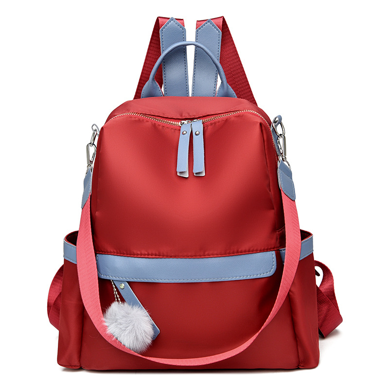 Backpack 2021 New Large Capacity Women's Messenger Solid Color Stitching High School and College Student Backpack Simple Schoolbag