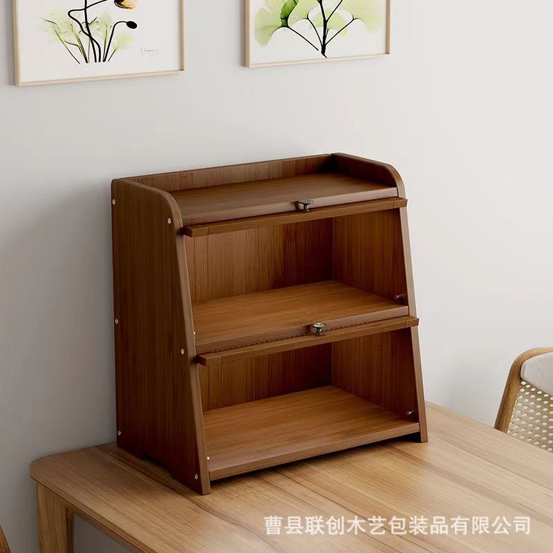 Wooden Kitchen Storage Cabinet Desktop Multi-Layer Snack Fruit Storage Cabinet Tableware Seasoning Product Storage Cabinet with Door Wholesale