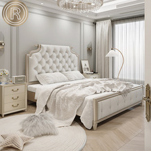 批发美式轻奢实木床现代简约双人床婚床主卧大床高端大气欧式床皮