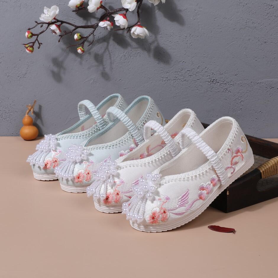 夏季新款汉服鞋子女童绣花鞋儿童布鞋宝宝中国风古装古代古风鞋