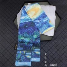 梵高星空油画丝巾发带飘带头巾小领巾领带细窄长条装饰品ins学生