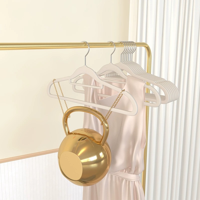Cross-Border Flocking Clothes Hanger Non-Slip Plastic Seamless Transparent Clothes Hanger Household Adult Clothes Support Factory Wholesale Delivery