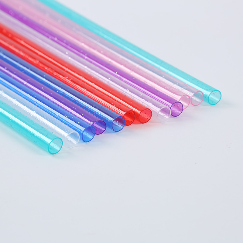 Factory Direct Sales Multi-Color Plastic Straight Tube with Non-Slip Ring Straw Multi-Color Creative Straw Party Straw Customization