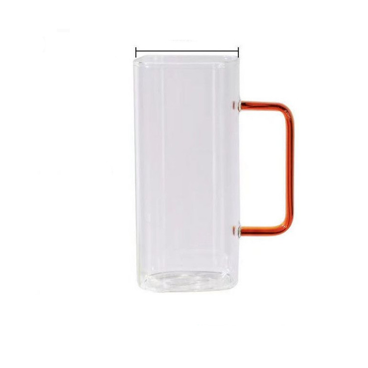 Good-looking Straw Glass Cup Square Belt Cover Borosilicate Color Creative Handle Cup with Straw Juice Milk Glass