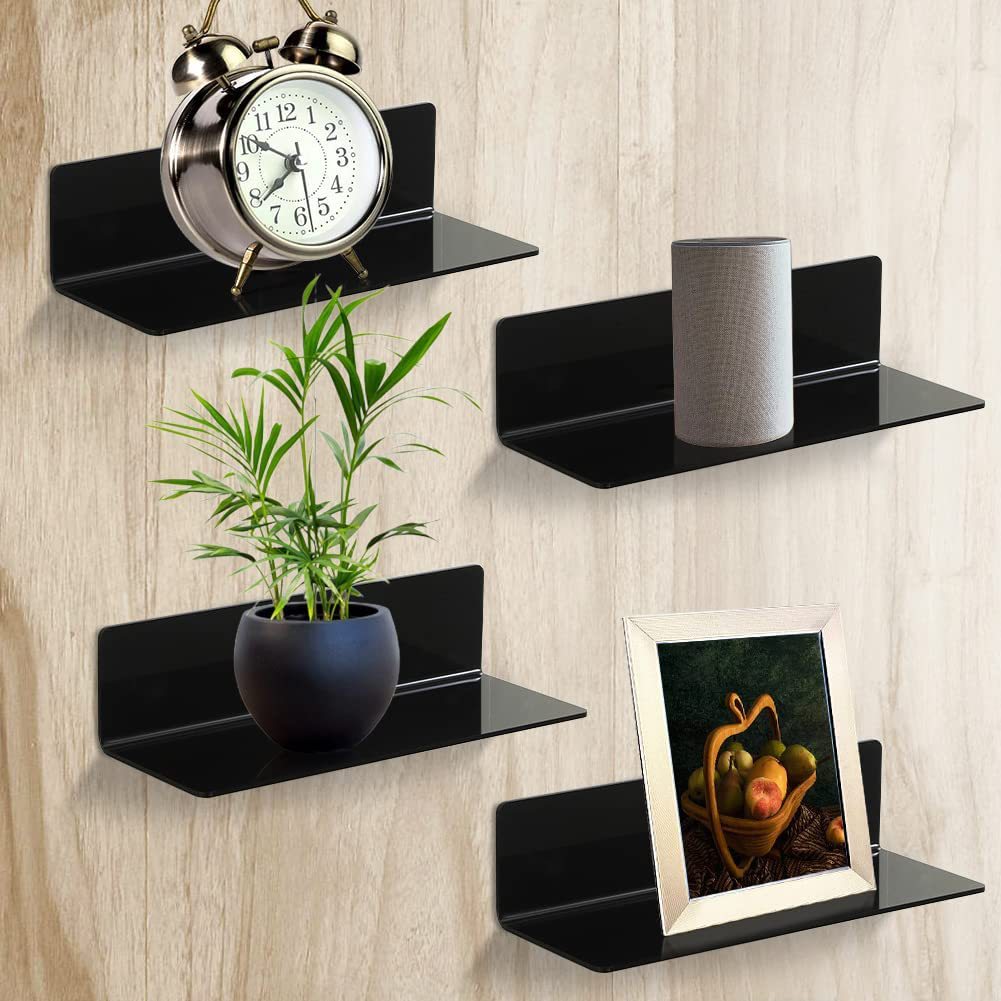 Transparent Acrylic Floating Shelf Wall-Mounted Rack Wall-Mounted Shelf Display Rack Clock Speaker Storage Rack Bathroom