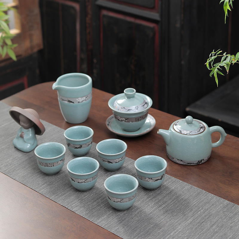 哥窑茶具套装家用高档办公室会客轻奢中式陶瓷茶杯小功夫泡茶神器