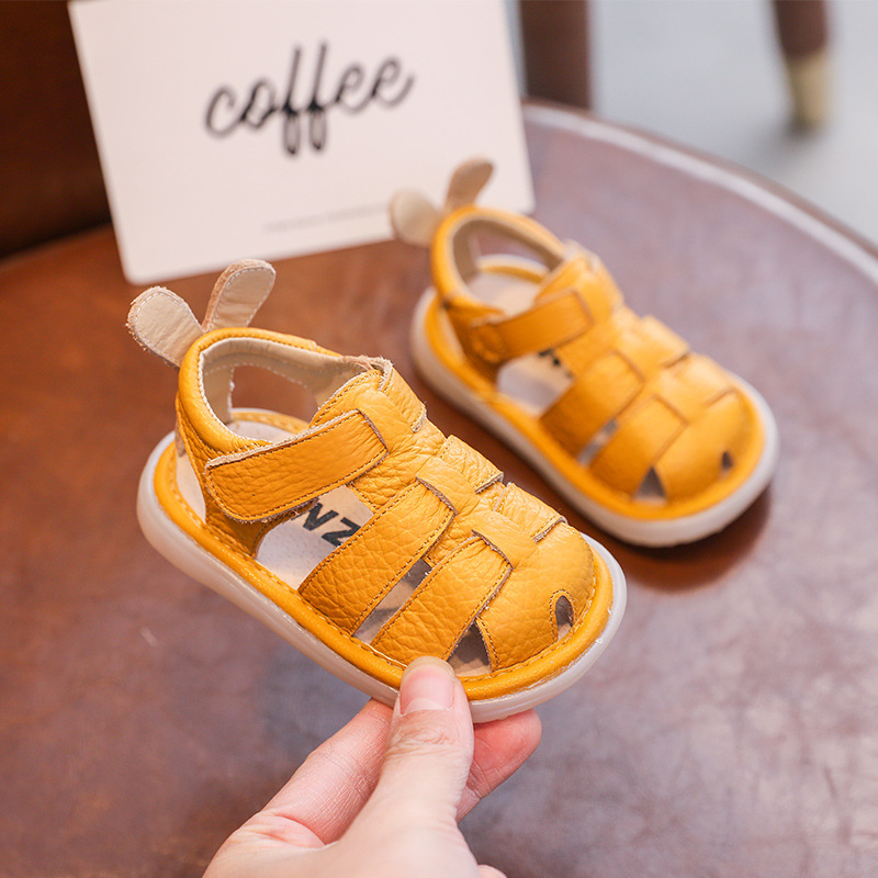 Baby Sandals Men's New Baby Soft Bottom Toddler Shoes 0-1-3 Years Old Summer Girls' Breathable Genuine Leather Baby Shoes 2