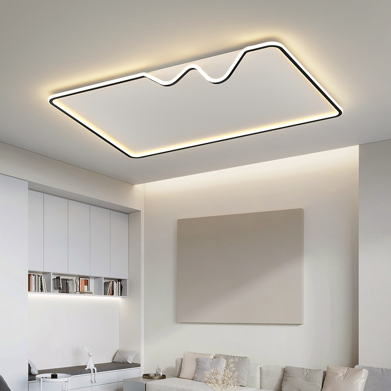 新款简约客厅卧室书房吸顶灯 长方形大气家用金色温馨家庭led灯