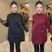 欧货气质衬衫女24春季新款休闲韩版长袖设计感宽松显瘦中长款上衣