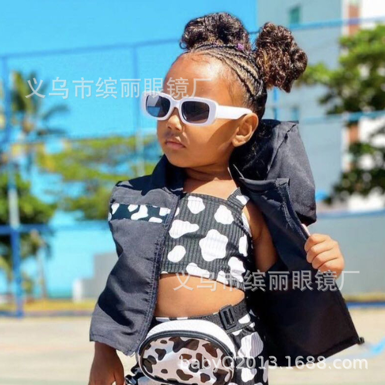 2024 Retro New Small Square Box Children's Sunglasses Fashion Travel Uv Protection Cross-Border Concave Sunglasses