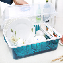 碗柜塑料厨房沥水碗架带盖碗筷餐具收纳盒放碗碟架滴水碗盘置物架