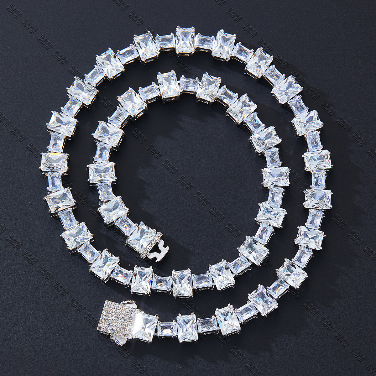 Cross-Border New Square Zircon Rock Sugar Chain Advanced Texture All-Match 10mm Rock Sugar Necklace Wholesale One Piece Dropshipping