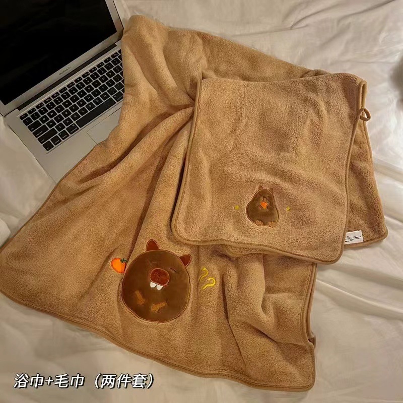 new capabala thickened cute cartoon coral towels hair-drying cap speed absorbent soft shampoo towel