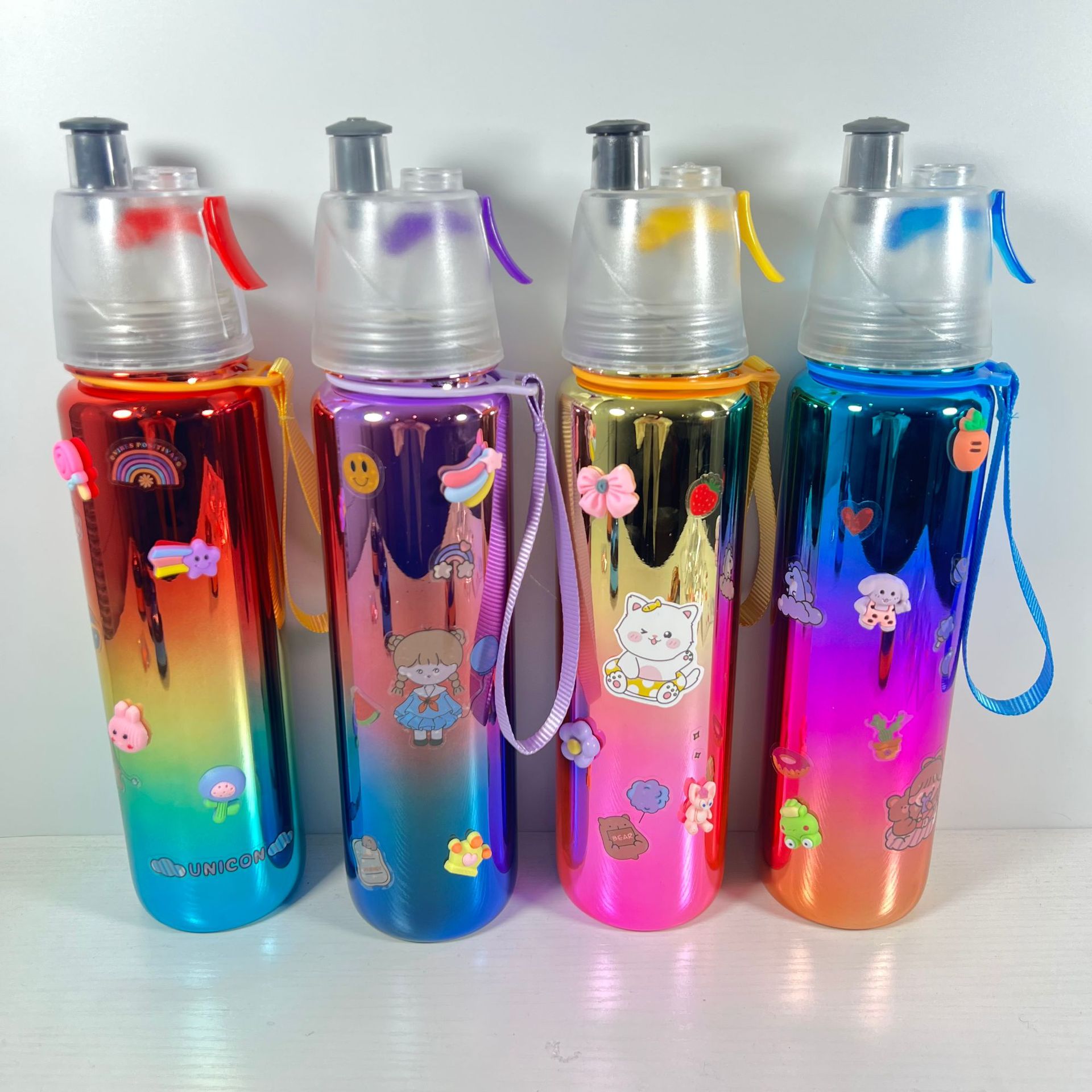 Spot Spray Drinking Water High-End Electroplating Sports Cup 1000ml Good-looking Gradient Electroplating Sports Bottle
