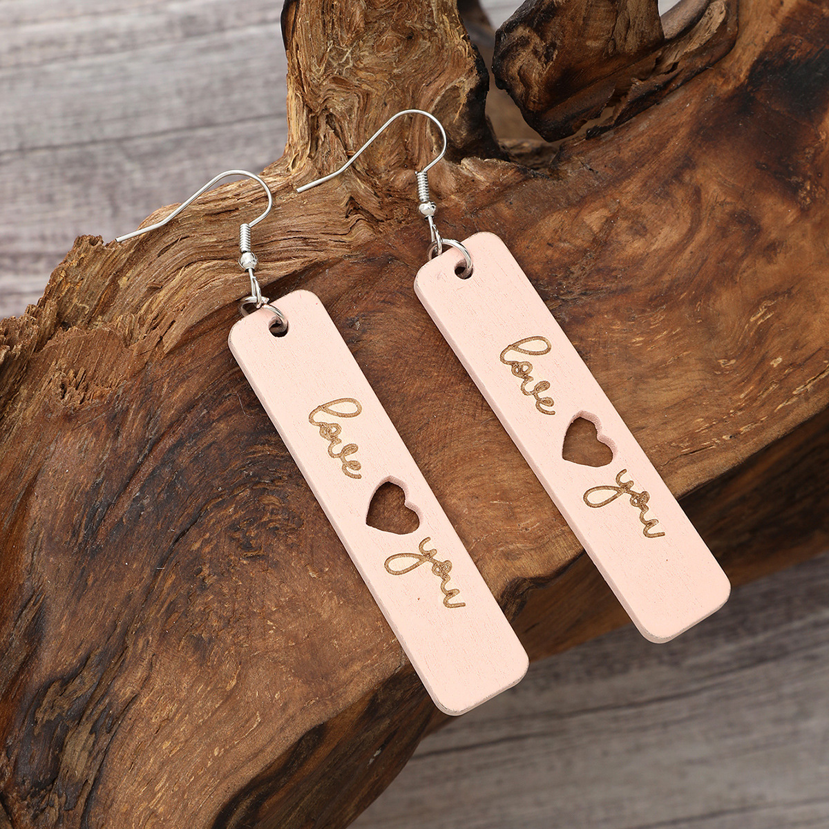 Cross-Border Valentine's Day Wooden Earrings Love English Letter Earrings for Women Amazon Aliexpress