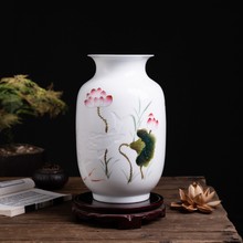 景德镇创意陶瓷花瓶半刀泥摆件名人手绘薄胎家居饰品客厅装饰摆件