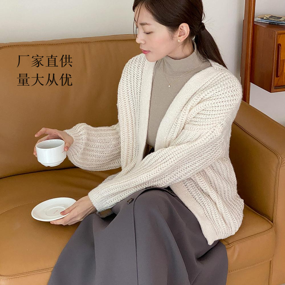 2024秋冬宽松款慵懒柳条开衫时尚韩版粗麻花百搭柔软女毛衣