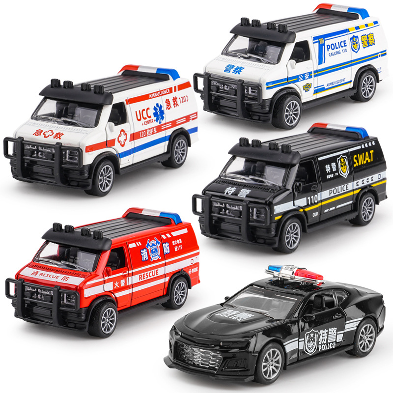 Children's Toy Boys' Educational Simulation Police Car Model Alloy Car Model Ambulance Baby 3-6 Years Old 1 Electric Toy Car