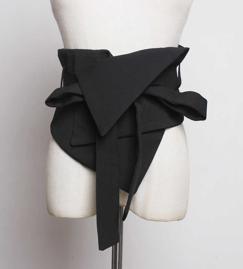 自制外穿绑带束腰女夏季暗黑装饰衬衫裙配饰多层次百搭黑色腰封