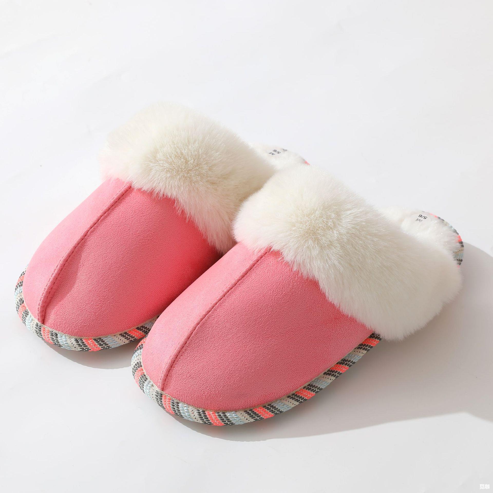 加厚跨境电商亚马逊接毛口居家拖鞋男女室内外保暖拖鞋棉拖鞋现货