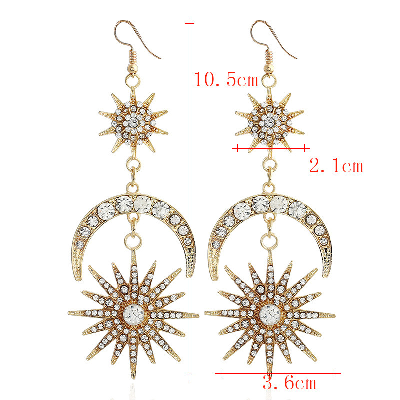 New Six-Pointed Star Earrings European and American Trendy Earrings Exaggerated Diamond Sun Moon XINGX Earrings Earrings for Women