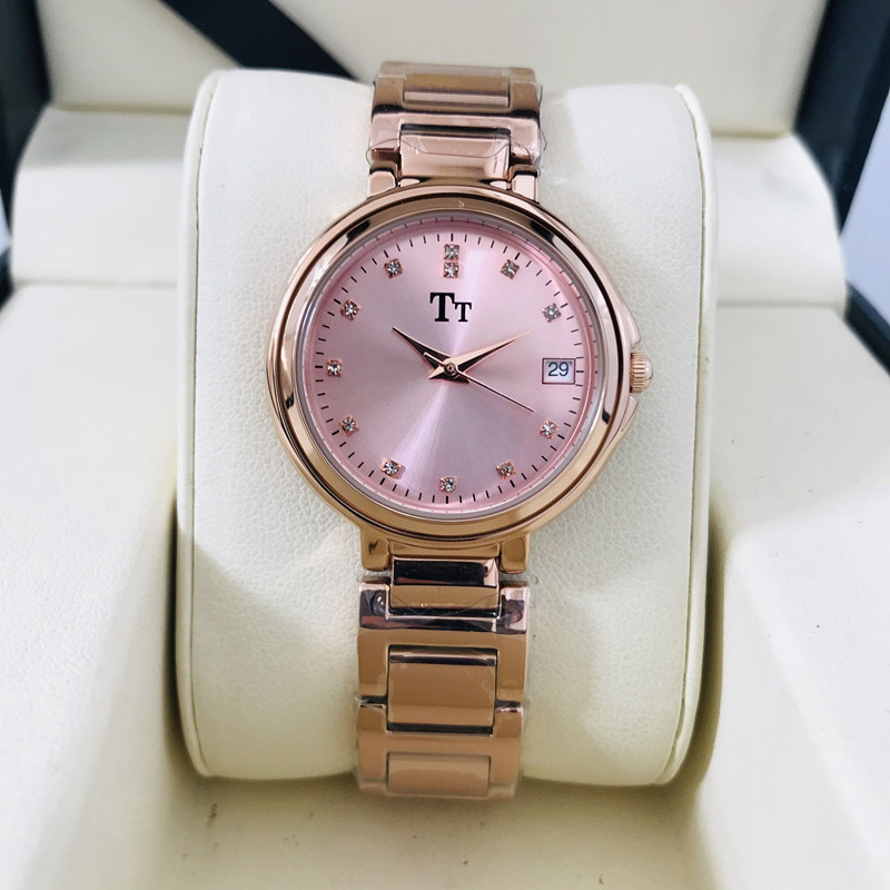 tt天塔手表女高档简约气质带日历贝母面钢带快手抖音热销一件代发