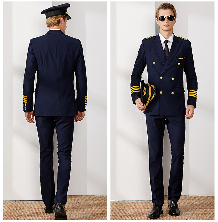 新式机长制服保安工作服飞行员航空学校西装套装工装春秋冬西服男