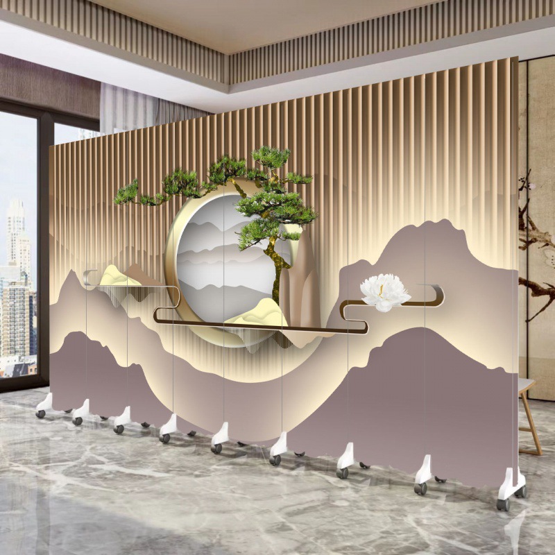 中式屏风新中式隔断办公室饭店大厅玄关花格玄关背景墙木格栅折屏