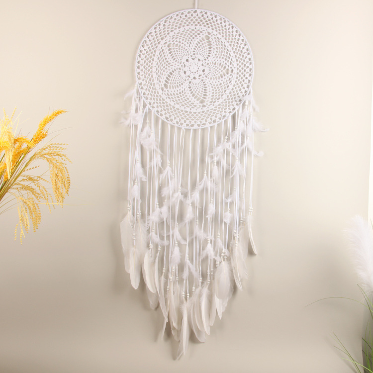 40cm Large White Feather Mori Style Dreamcatcher Living Room Background Wall Decoration Wedding Wedding Scene Props