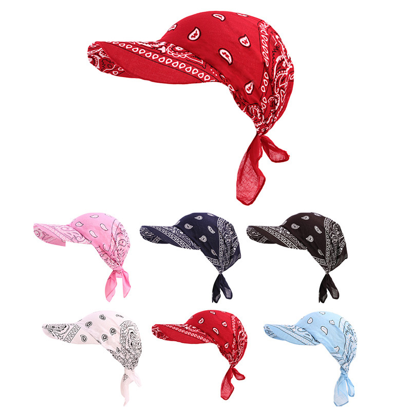新款方巾帽 全棉变形虫头巾帽 多功能保暖防晒带帽檐印花头巾帽