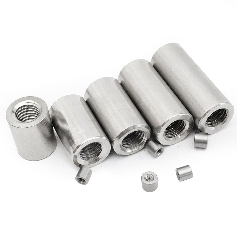 304 Stainless Steel Lengthened round Nut Cylindrical Harness Cord Welding Nut Thickened Connecting Nut Screw Joint Stud