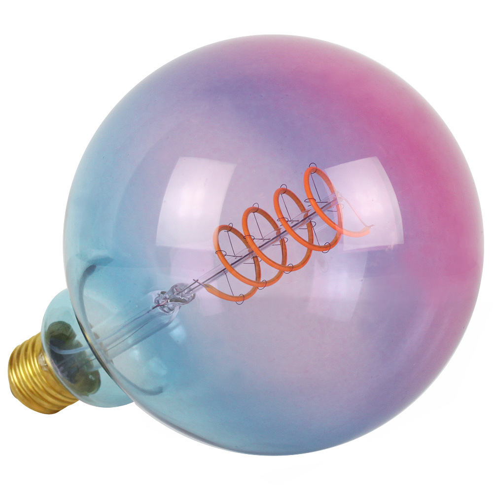 2021年新品led灯丝灯g125球泡灯双色渐变蓝螺旋灯恒流无频闪圆形