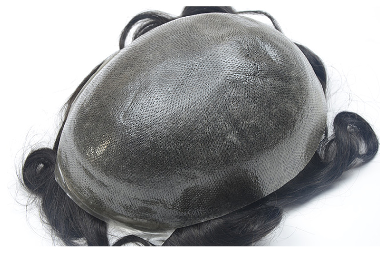 男士发块 假发toupee pu反半扣真人发丝手织自然逼真 现货可预订