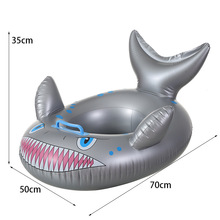 环保加厚PVC跨境银鲨鱼游泳艇游泳圈宝宝坐圈充气水上漂浮坐骑泳