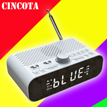BTA5白色钟控蓝牙音箱大显示时间闹钟收音机多按键带天线内置锂电
