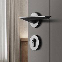 磁吸分体锁家用黑灰锁现代门轻奢高档锁室内卧室静音房门锁卫生间