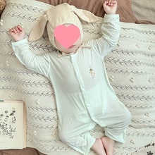 月3新生儿衣服空调服婴儿夏季0宝宝睡衣长袖个薄款连体衣粉色灰色