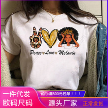 Peace Love Melanin T shirt 欧美风和平友爱标记T恤女短袖白色潮