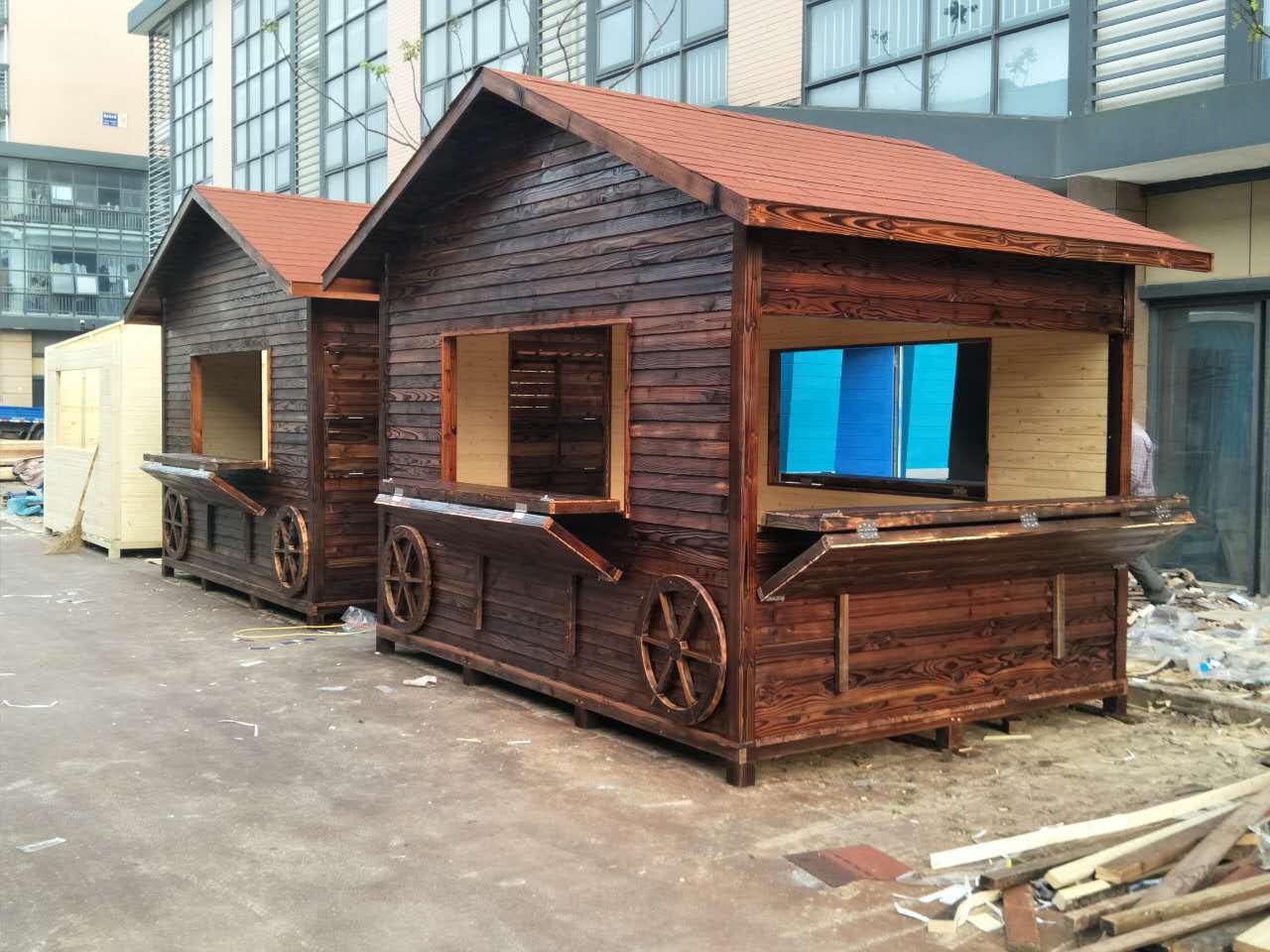 防腐木组装移动小木屋凉亭别墅乡村小房子户外庭院民宿景区售货亭